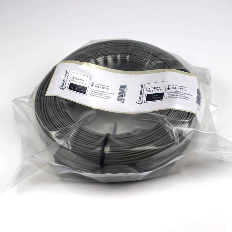 3D Drucker Refill Filament - PETG - 1.75 mm - Grau