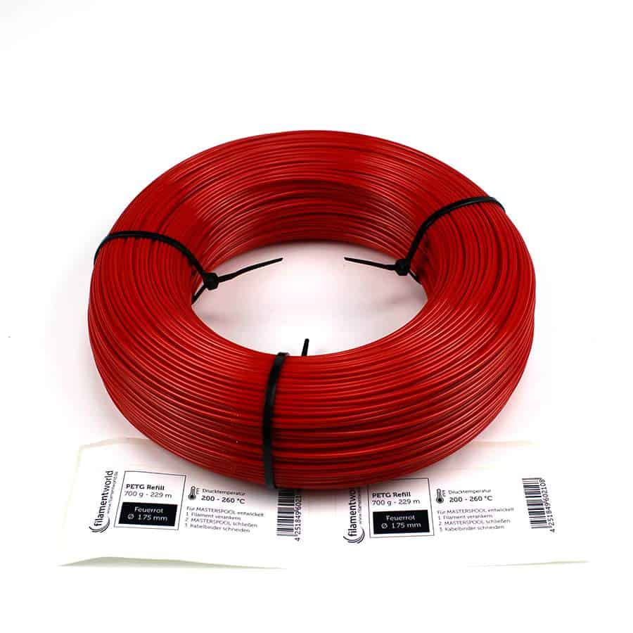 3D Drucker Refill Filament - PETG - 1.75 mm - Rot