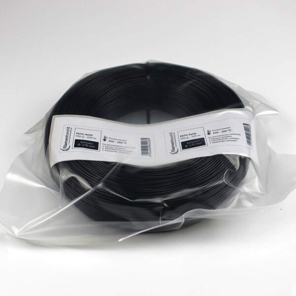 3D Drucker Refill Filament - PETG - 1.75 mm - Schwarz