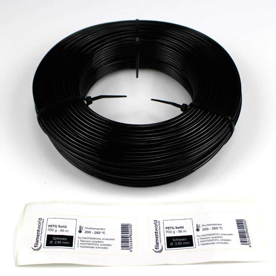 3D Drucker Refill Filament - PETG - 2.85 mm - Schwarz