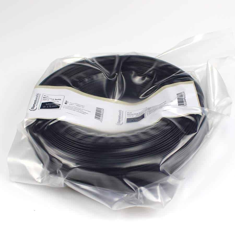 3D Drucker Refill Filament - PLA - Recycle - 1.75 mm - Schwarz