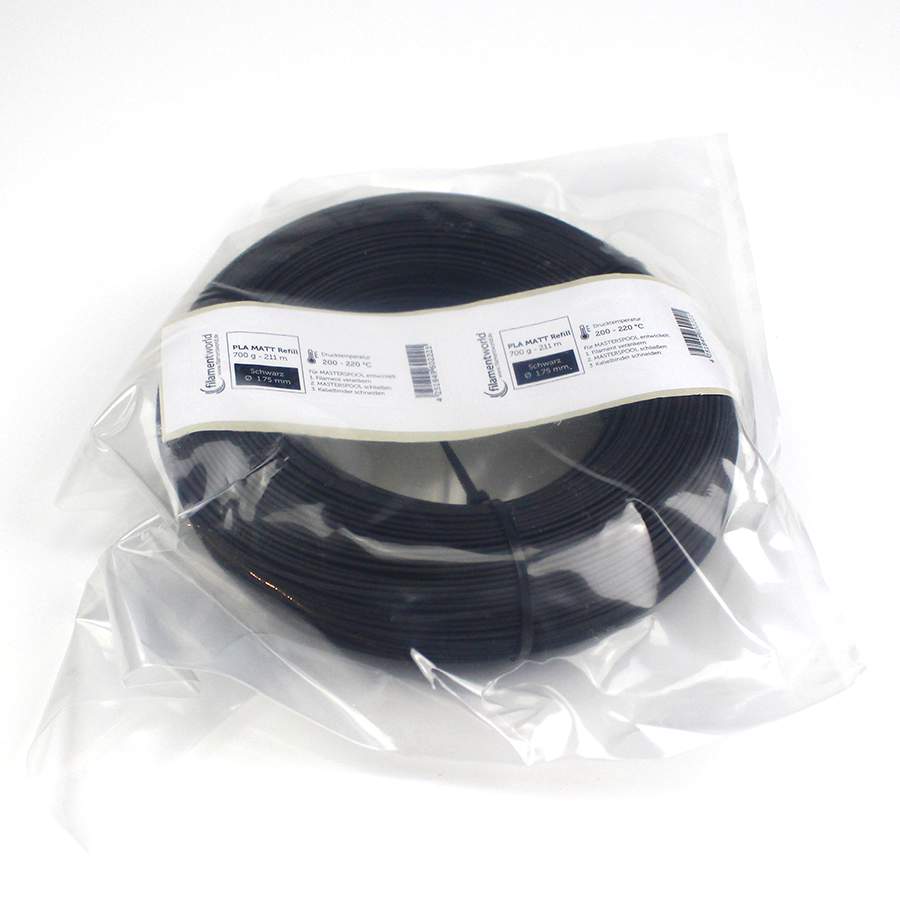 3D Drucker Refill Filament - PLA - MATT - 1.75 mm - Schwarz