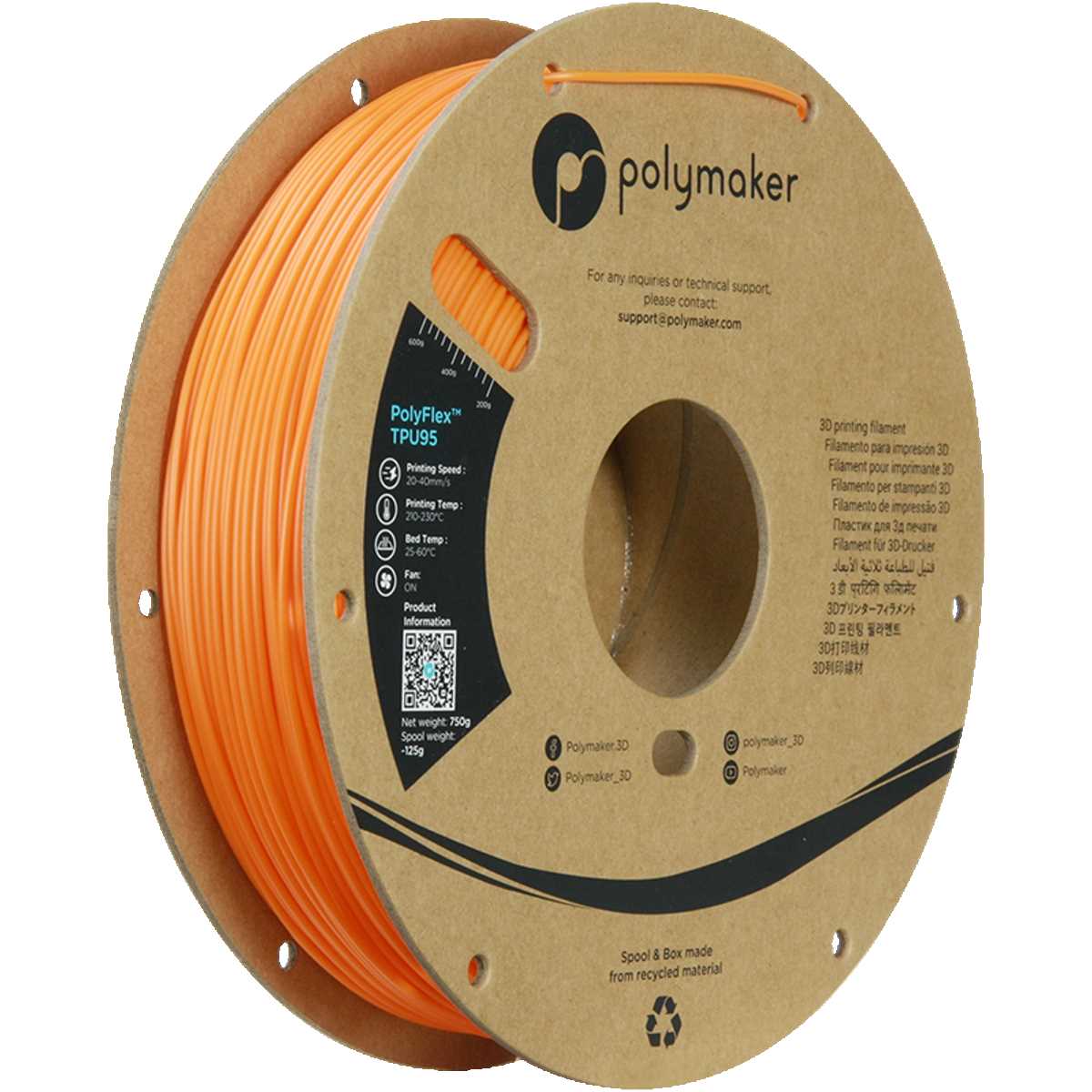 Polymaker - Polyflex TPU95 Filament - Orange