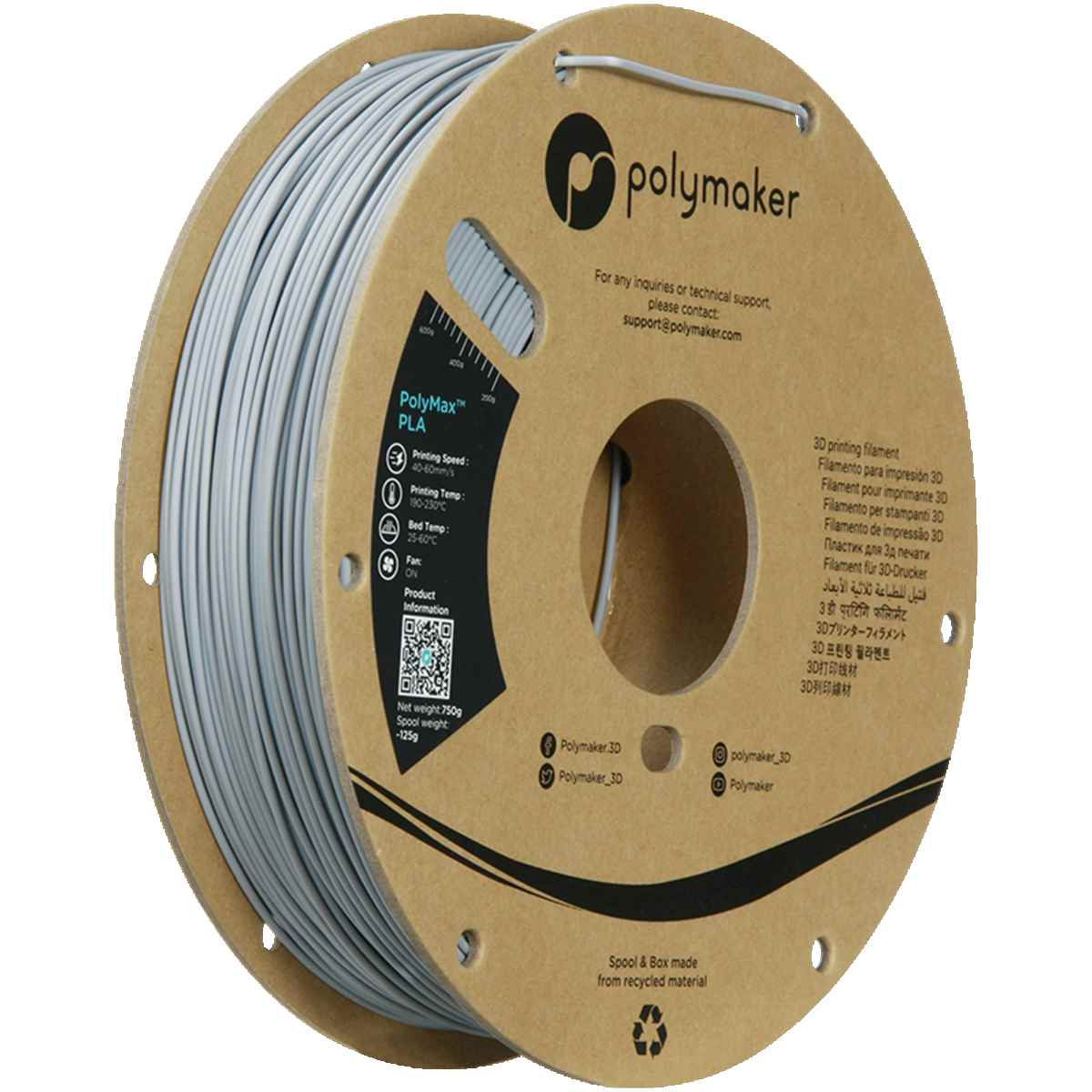 Polymaker - Polymax PLA Filament - Grau
