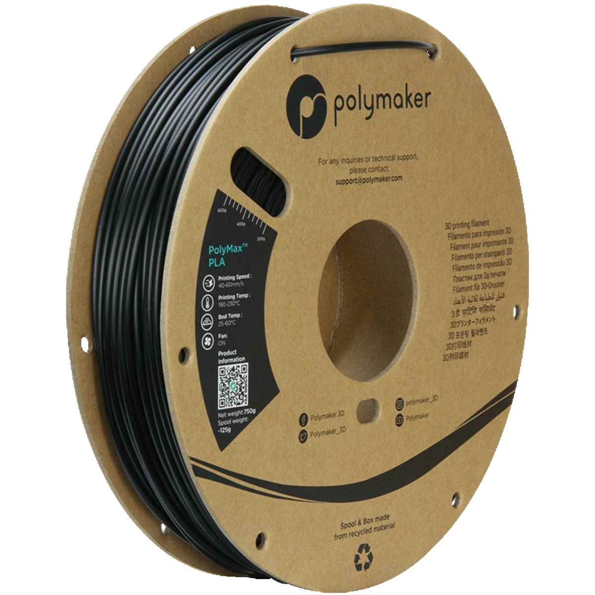 Polymaker - Polymax PLA Filament - Schwarz - 2.85 mm